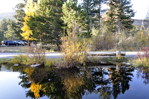 reflections at sprague lake at Rocky Mountain National Park